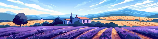 Photo lavender fields of france provence summer countryside landscape travel in europe poster postcard