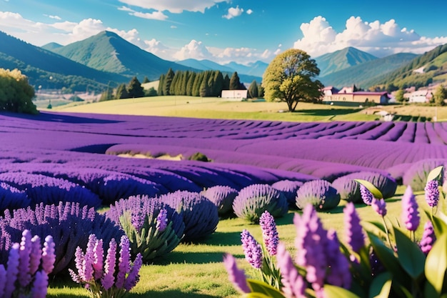 Lavender fields in the french alps