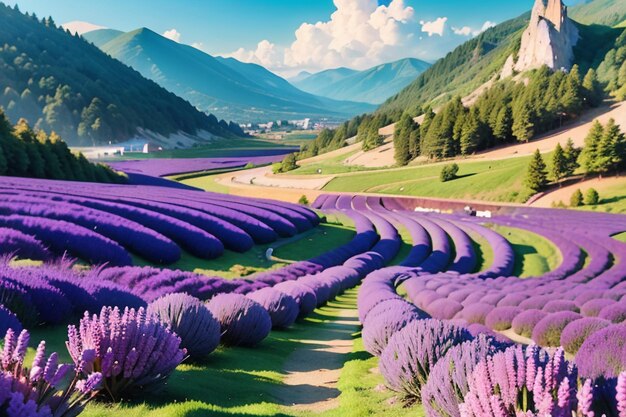 Lavender fields in the french alps