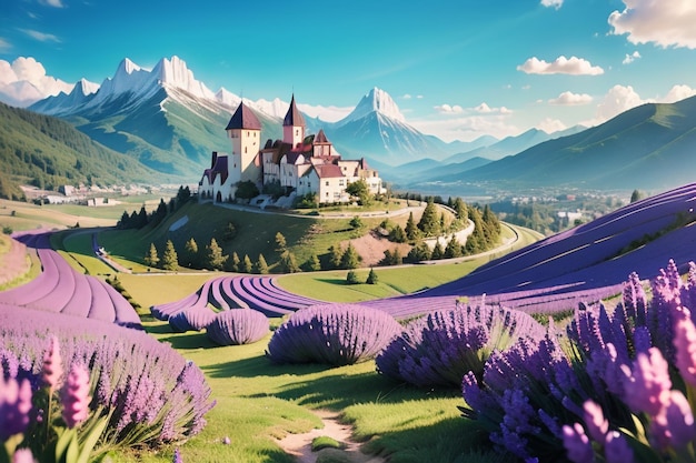 Lavender fields in the mountains