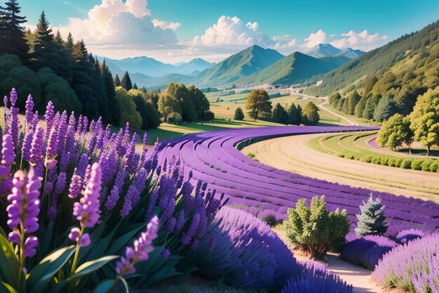 Lavender fields in the mountains