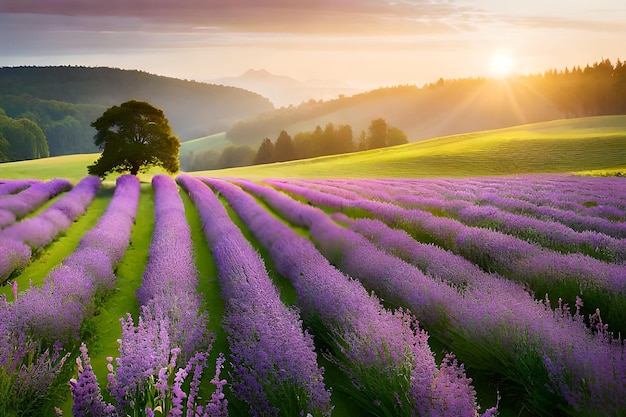 Lavender fields in the mountains