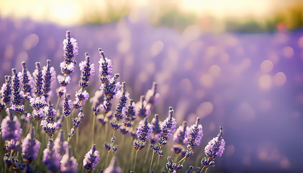 Lavender flower in field with blur background