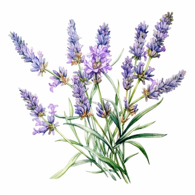 lavender flower illustration on white background