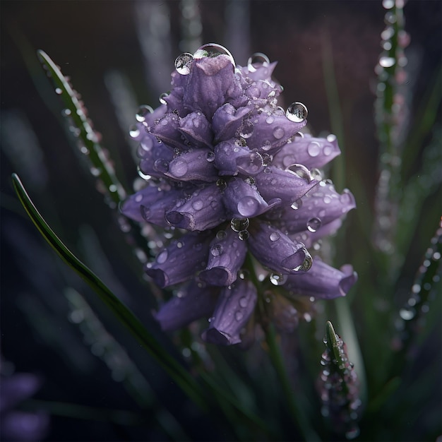 Photo lavender flower in rain nature wallpaper