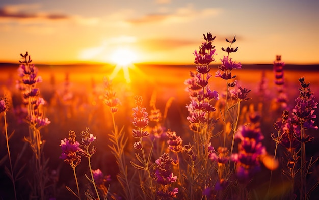 lavender flower at sunset