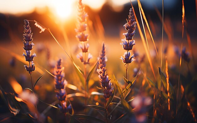 lavender flower at sunset