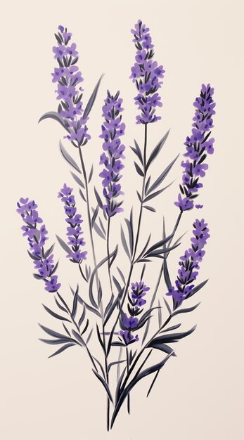 lavender flowers are painted in a watercolor style on a white background generative ai