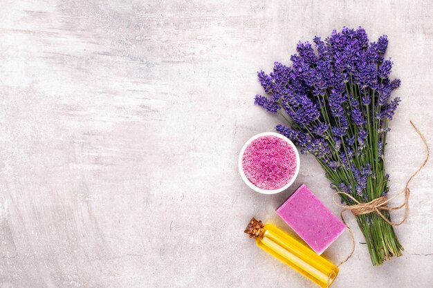 Lavender flowers bunch isolated on white background