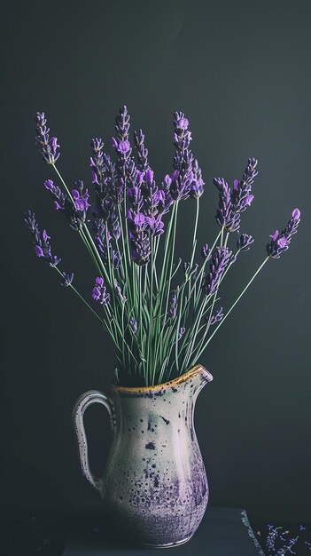 Photo lavender flowers in ceramic vase