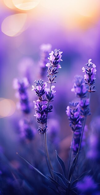 Lavender flowers in a field with a blurry background generative ai