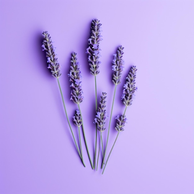 Lavender Flowers On A Purple Background With Copy Space For Text