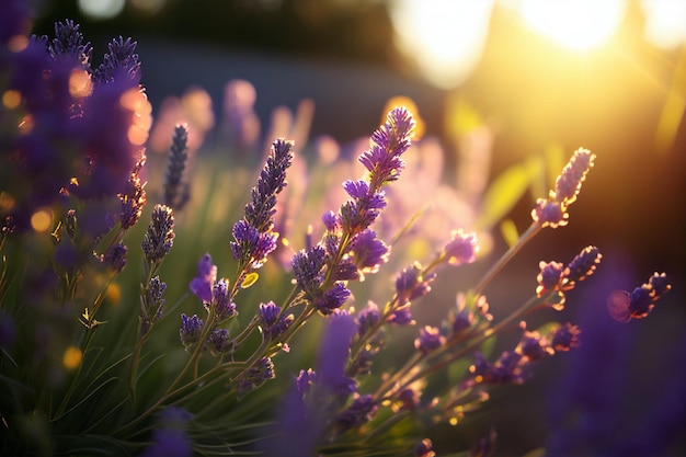 日光の下でラベンダーの花