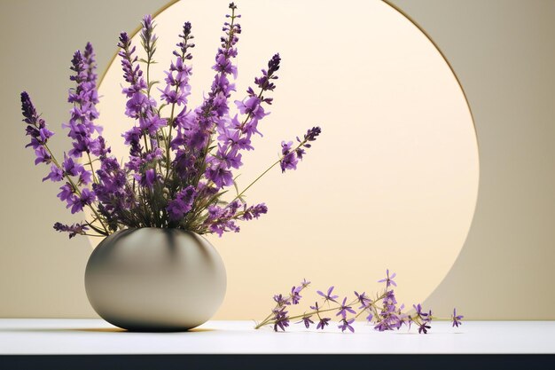 Photo lavender flowers in vase on table