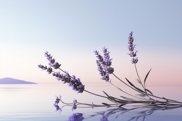 Photo a lavender flowers on water