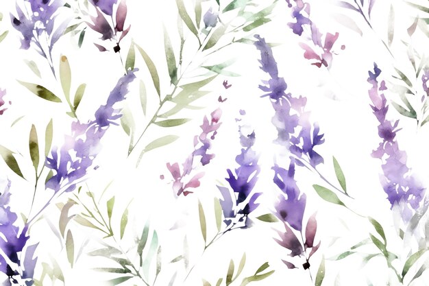 Lavender flowers watercolor illustration isolated on white background AI