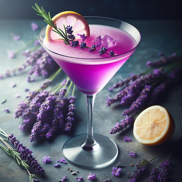 Foto lavender garnish cocktail ai gegenereerd