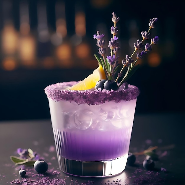 Foto lavender garnish cocktail idee ai generatief