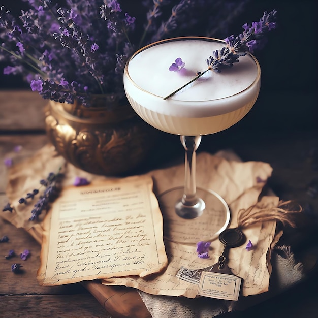 Lavender Garnish Cocktail idee AI Generatief