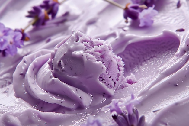 Foto la consistenza del gelato alla lavanda è generativa.