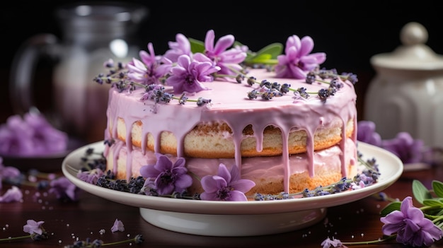 lavender lemonade cake professional photography Generative Ai