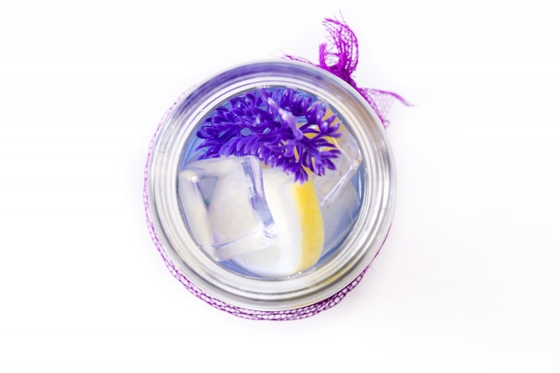Lavender lemonade in a glass jar