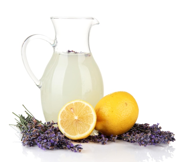 Lavender lemonade isolated on white