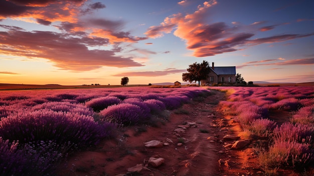 Foto panorama di lavanda