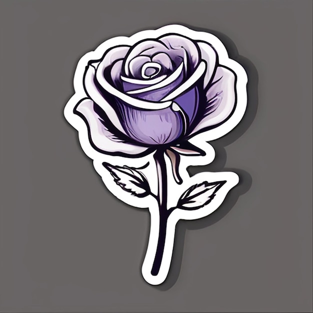 Lavender or Purple rose sticker with AI generative