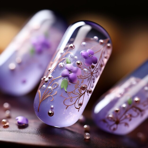 Lavender Rain Showers Nails Design Soft Purple and Blue Tone Concept Idea Creative Art Photoshoot