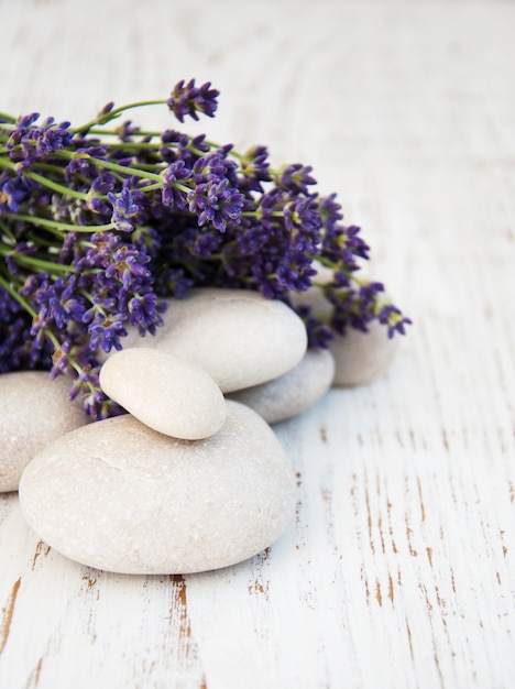 Lavender and spa stones