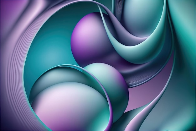 Lavender and Teal Wavy Abstract Wallpaper generative ai