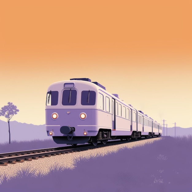 Lavender Train Clean and Simple Ad Poster in Annibale Carracci Style