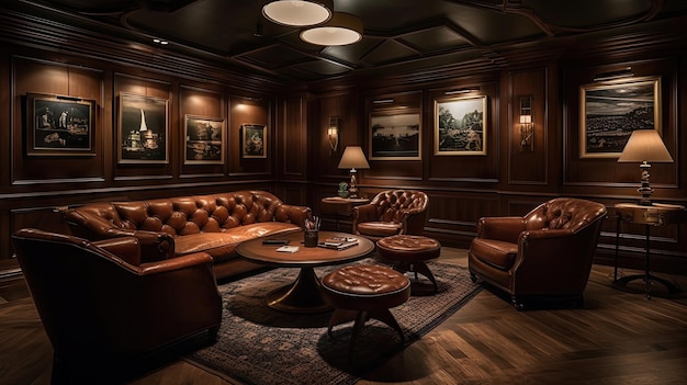 A lavish empty cigar lounge