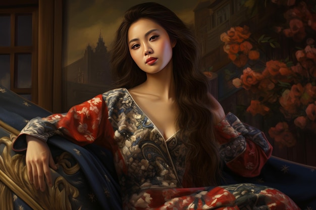 화려한 럭셔리 아시아인 초상화