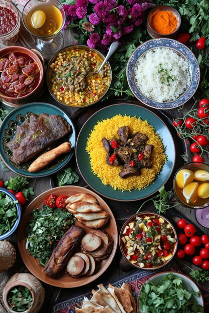 Photo a lavish traditional feast set for nowruz