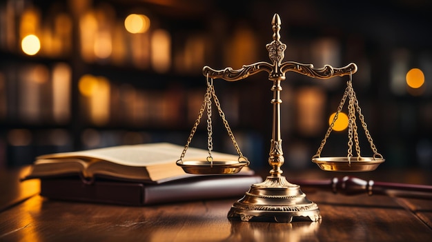 Law concept with a wooden gavel and books on a table