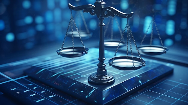 Law scales on background of data center digital law