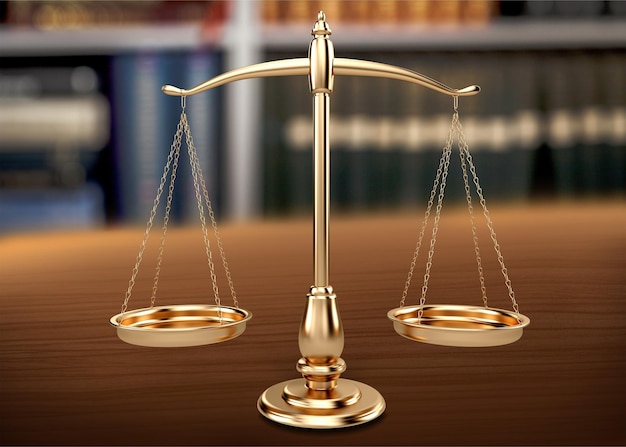 Весы закона на фоне таблицы. Символ справедливости