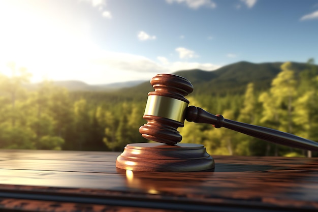 Юридическая тема молоток судьи деревянный молоток в зале суда