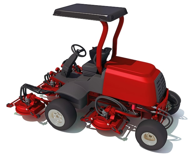 Lawn Mower farm equipment 3D rendering on white background