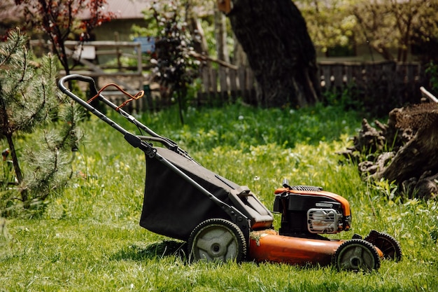 lawn mower in the garden