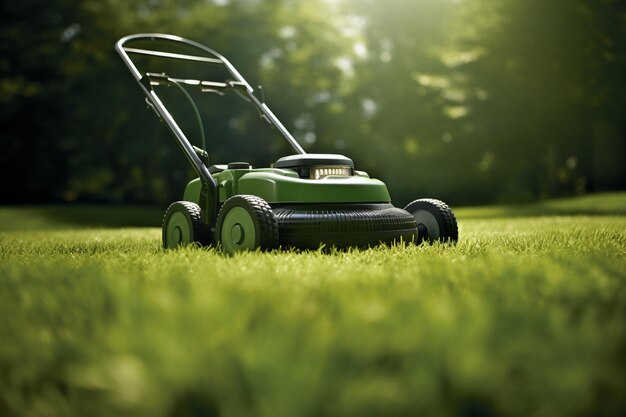 a lawn mower in the grass generative ai