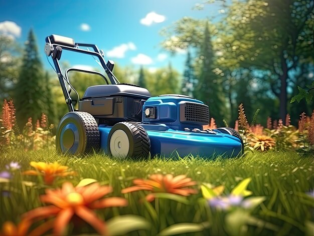 Photo lawn mower in grass