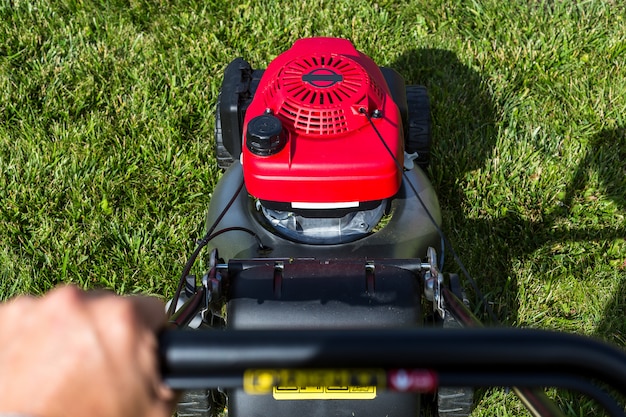 Lawn mower on the lawn.