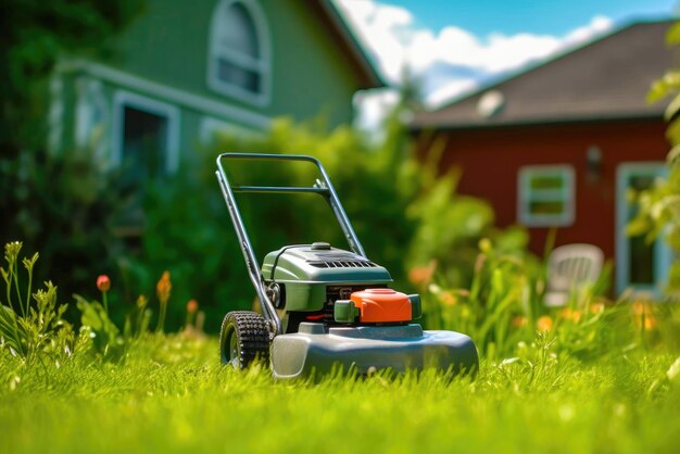 Lawnmower at the backyard