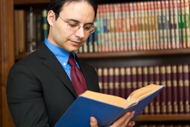 Lawyer reading a book