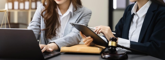 Lawyer team working at table at home office in the morning