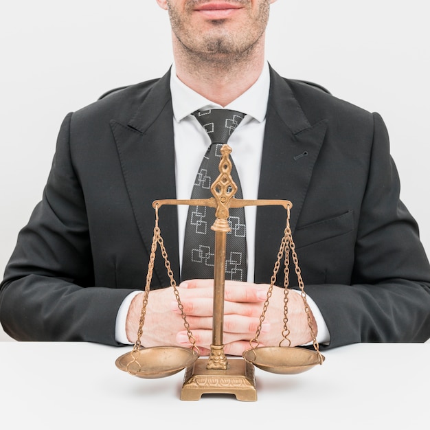 Photo lawyer with weighing scales