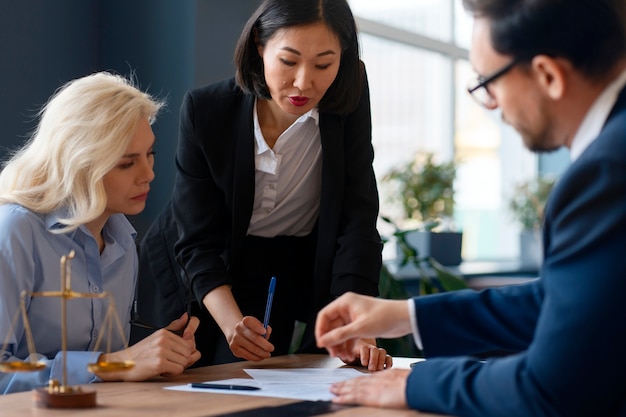 Lawyers at work in office